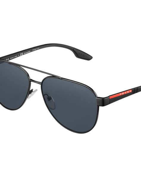 Polarized Black Lenses Sunglasses With Prada Logo .